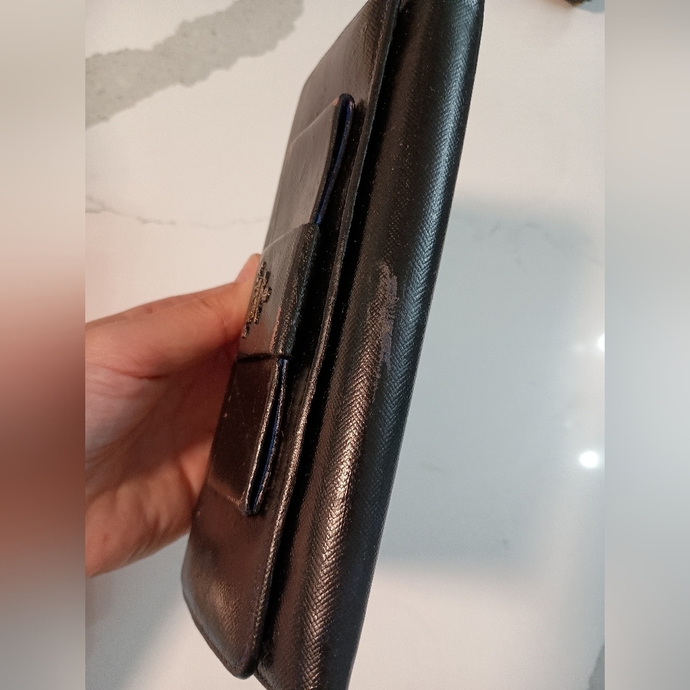 Prada Saffiano Bow Continental Wallet Black - Picture 5 of 16
